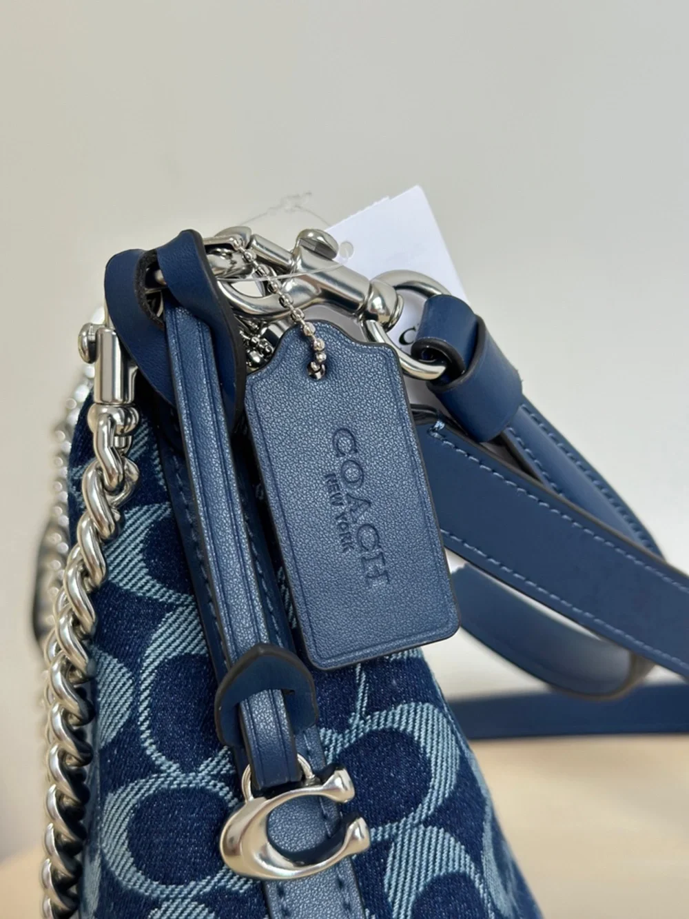 Coach Teri Denim Signature Baguette Shoulder Crossbody Bag